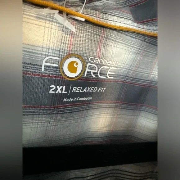 Carhartt NWT Men’s Force Relaxed Fit Short Sleeve Button Front Plaid Shirt - Picture 6 of 14